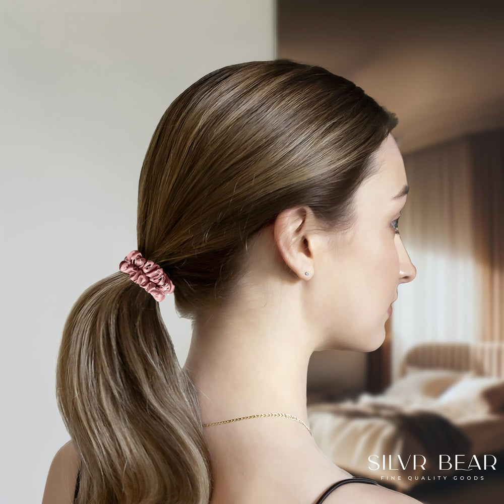 Silvr Bear scrunchie worn on wrist as accessory and convenient storage