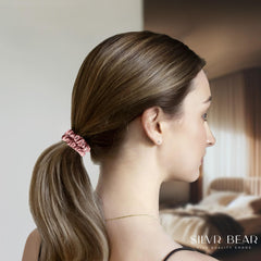 Silvr Bear scrunchie worn on wrist as accessory and convenient storage