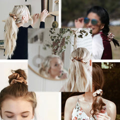 Simnice scrunchie worn in a ponytail demonstrating secure hold and polished look