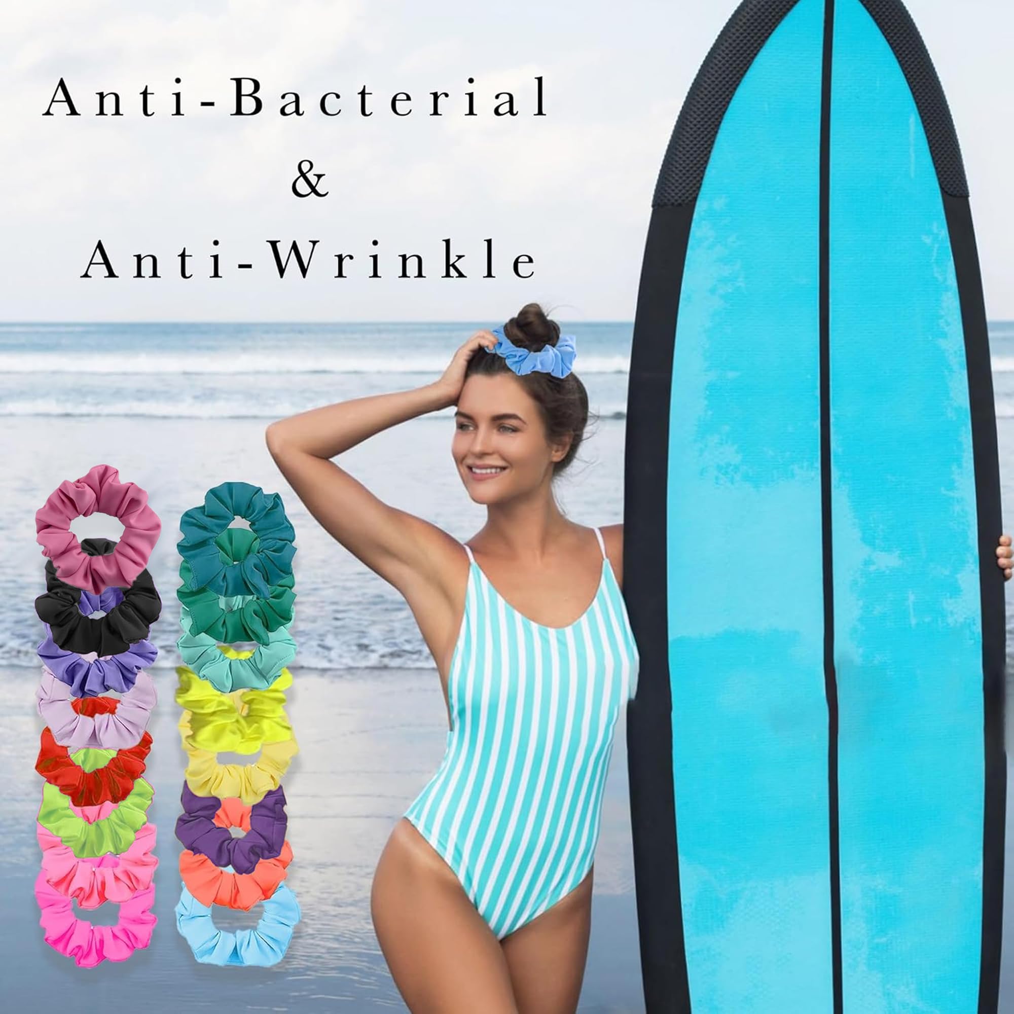 Simnice stacked scrunchies displaying color variety for outfit coordination
