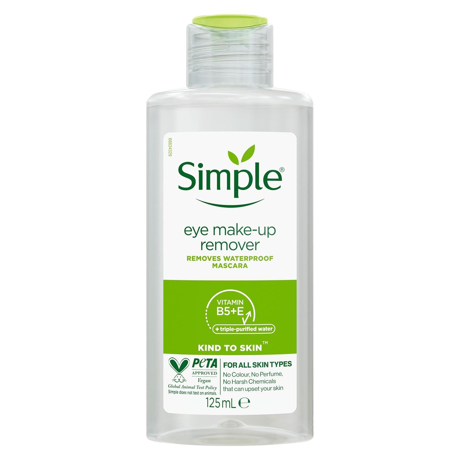 Simple front bottle showing product and easy dispensing, gentle removal benefit