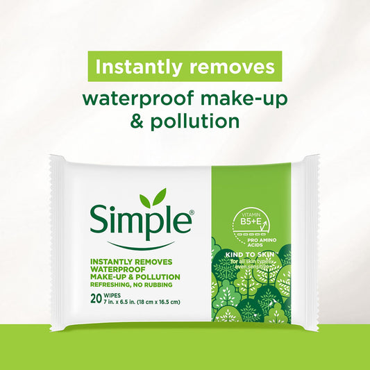 Simple single micellar wipe lifted from pack to show moist cloth and easy use benefit