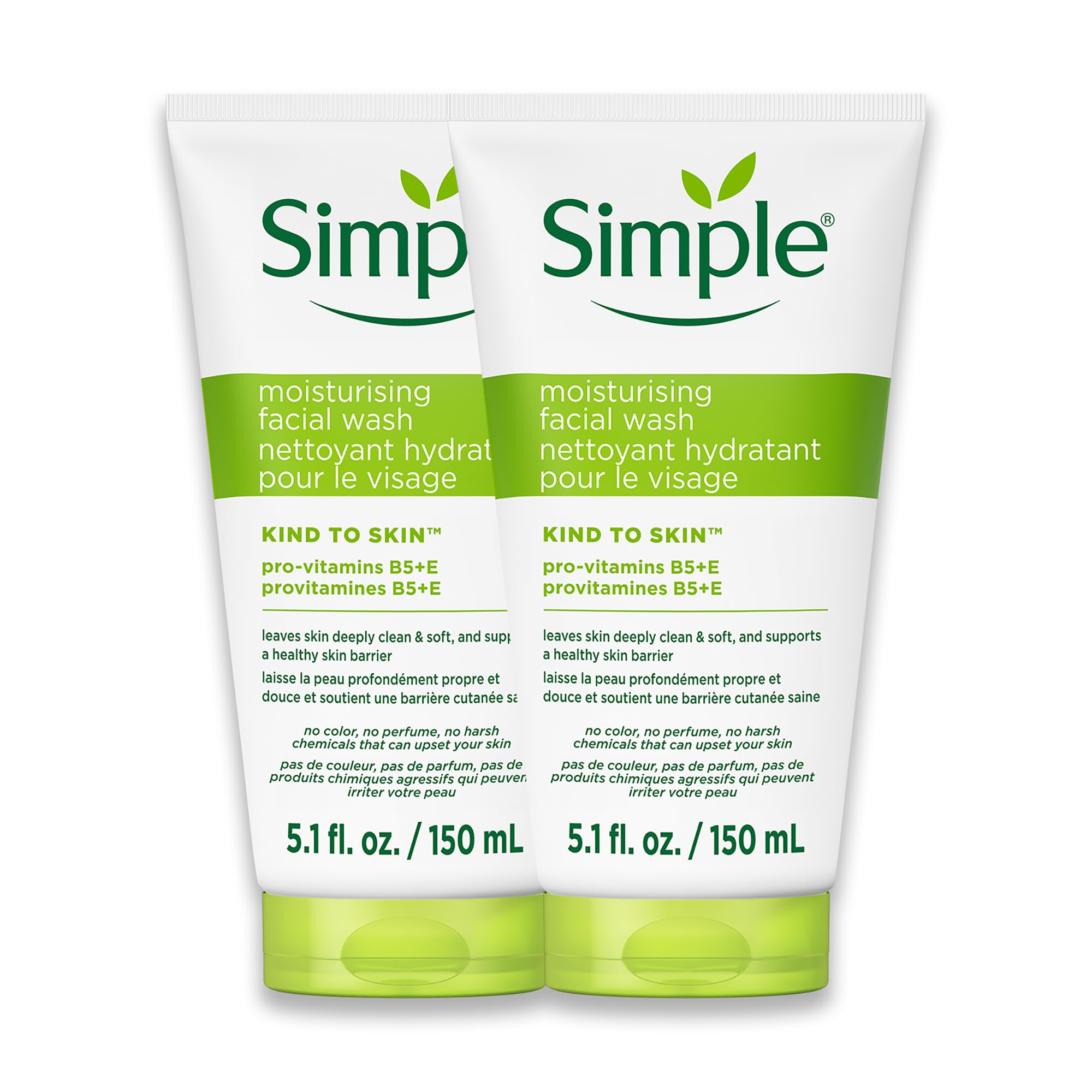Simple front packaging showing cleanser and benefits for gentle cleansing
