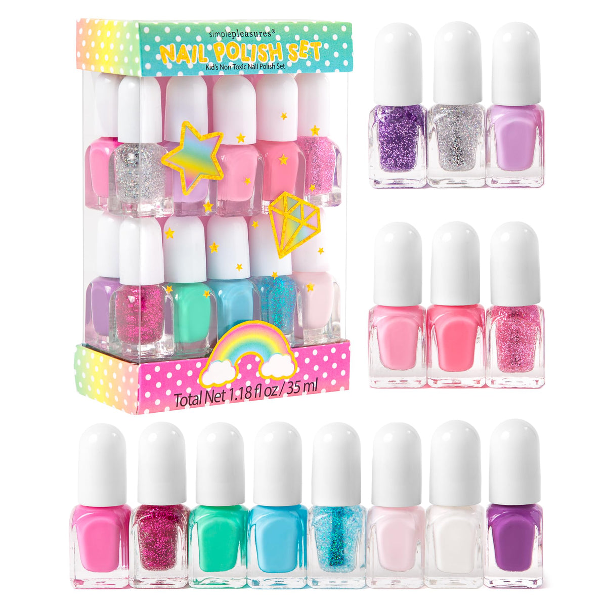 SIMPLE PLEASURES front packaging showing unicorn theme and colorful gift appeal