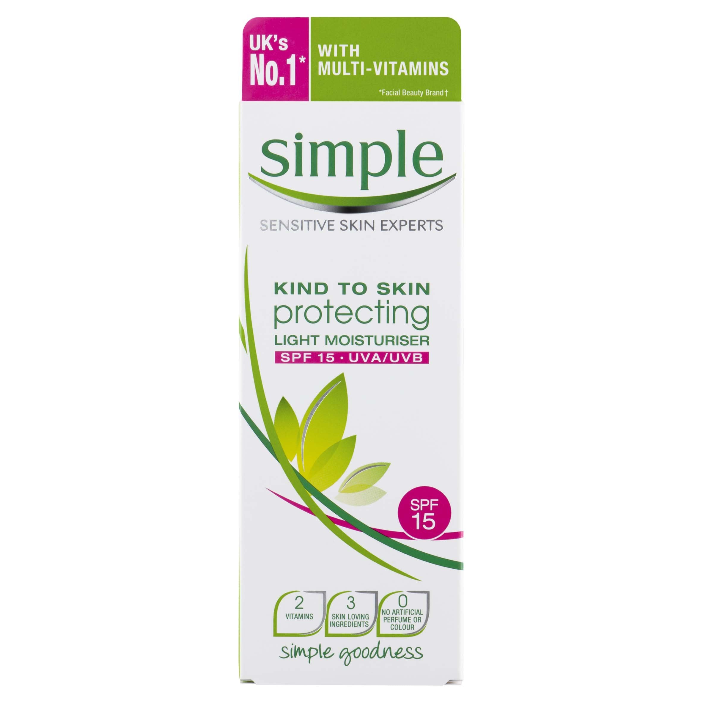 Simple protecting light moisturiser front jar showing label and 125ml size for gentle hydration