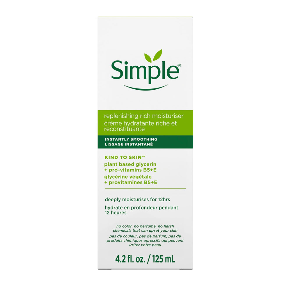 Simple cream absorbed on skin close-up showing non-greasy hydrated finish