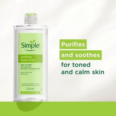 Applying Simple toner with cotton pad to remove residue and prep skin benefit