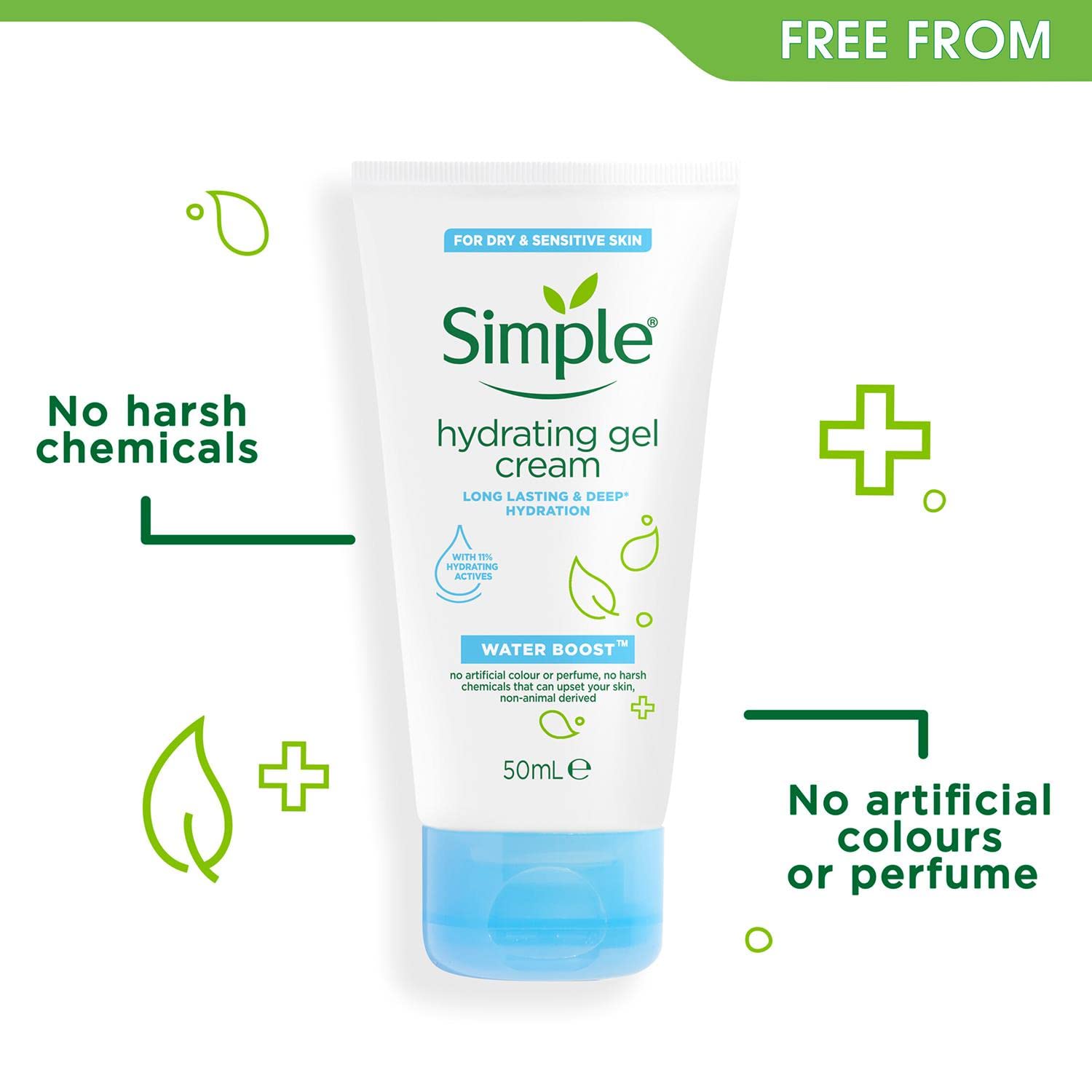 Simple applying gel cream to cheek to show non-greasy hydration