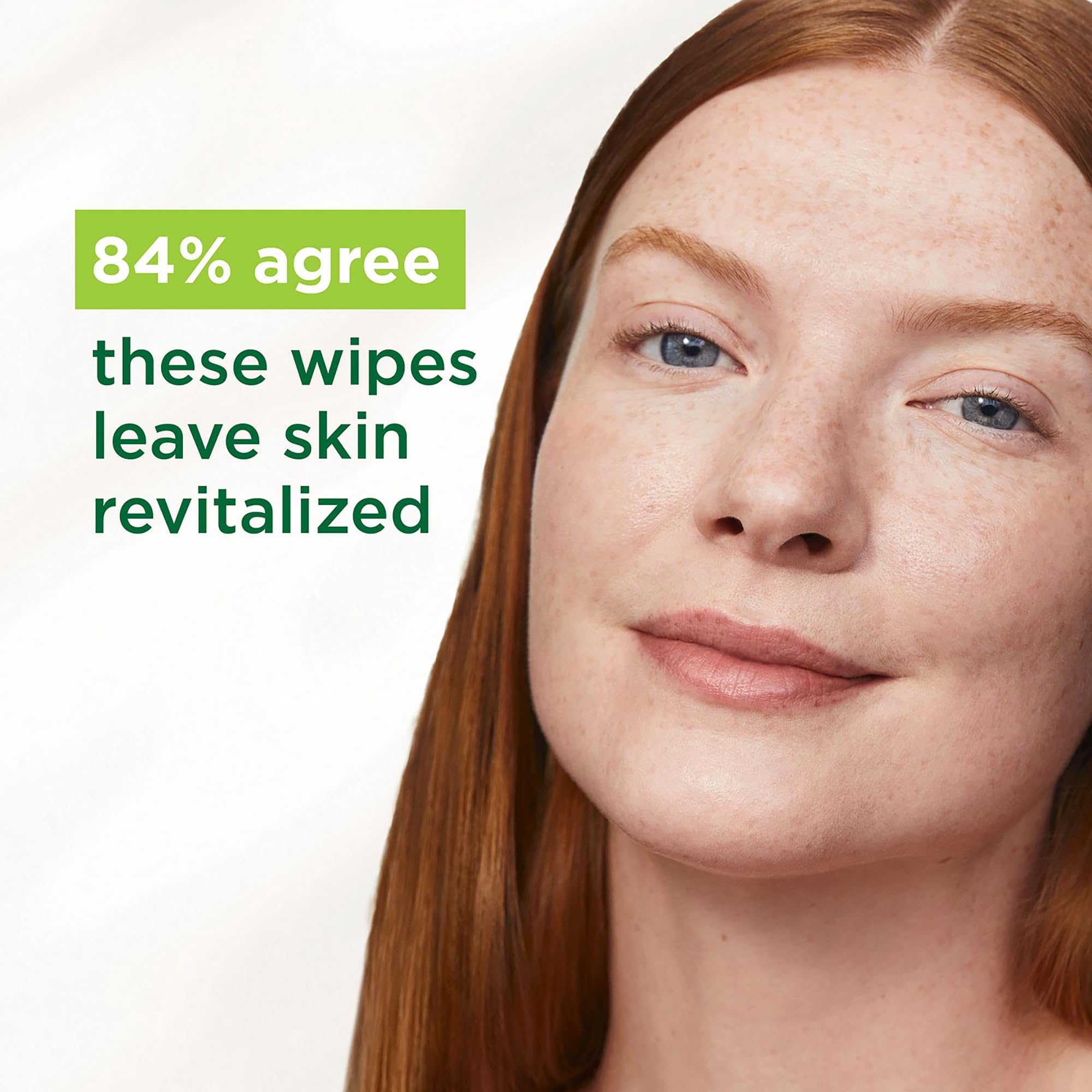 Simple wipe shown in hand removing mascara, benefit: effective waterproof makeup removal