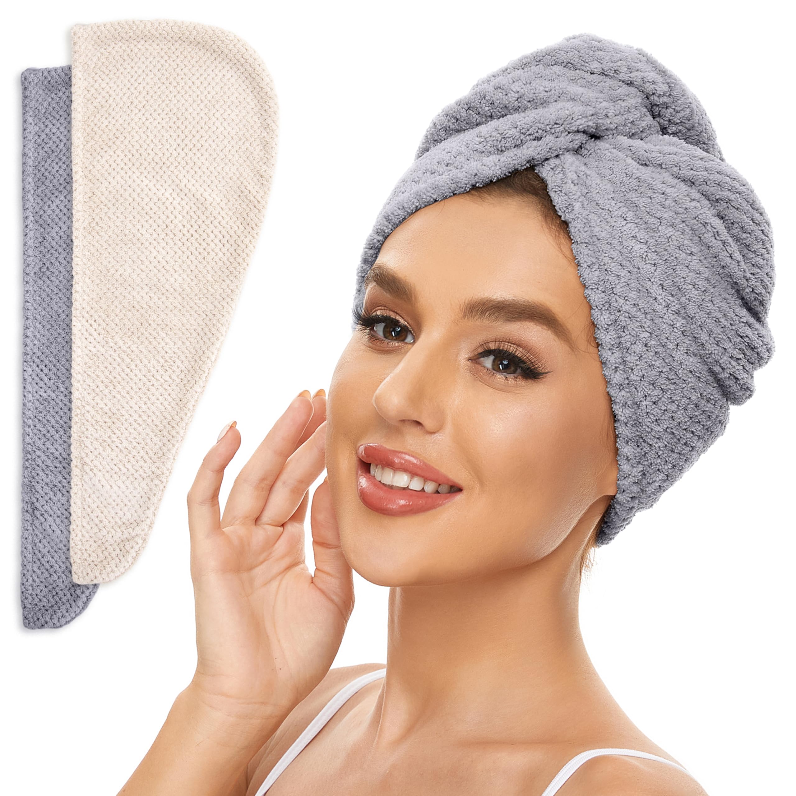 SimpleField beige and grey turban pair front view showing compact set and color contrast benefits