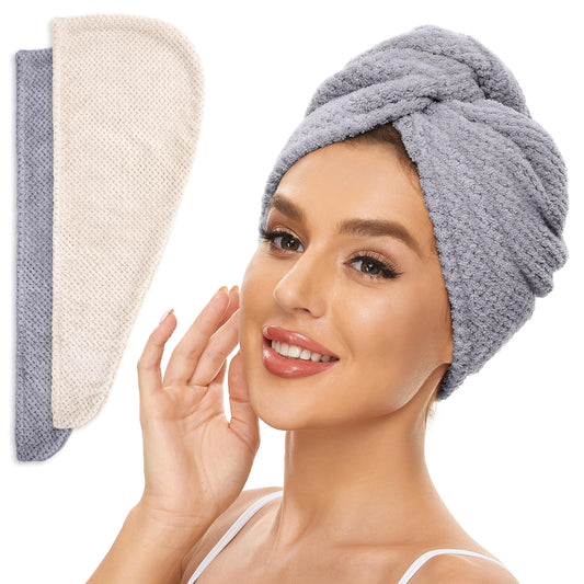 SimpleField beige and grey turban pair front view showing compact set and color contrast benefits