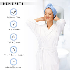 SimpleField towel wrap beside hand shows 26 by 10 inch size benefit