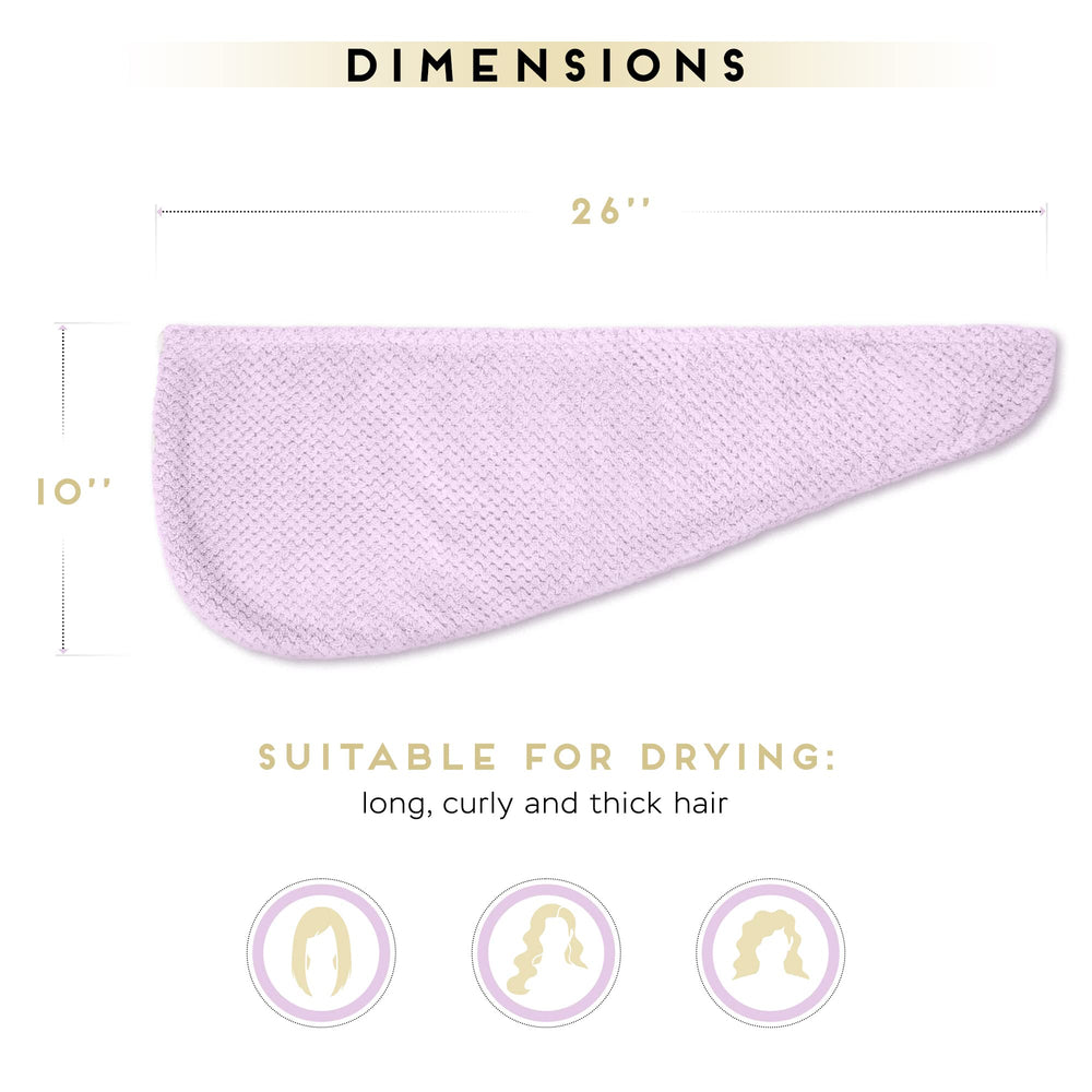 SimpleField turban draped over hand showing 26x10 inch size for all hair lengths benefit