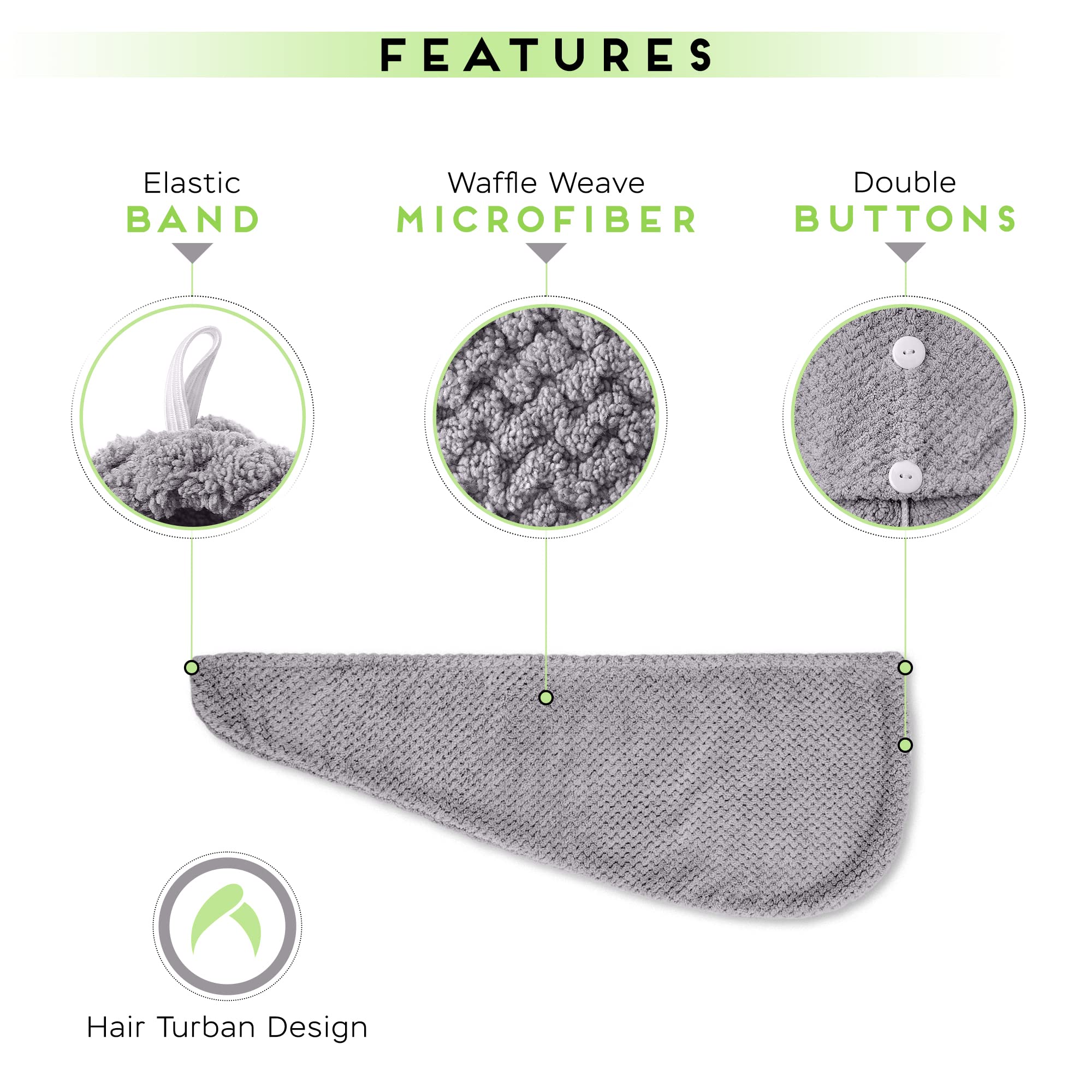 SimpleField woman wearing turban showing hands-free drying convenience benefit