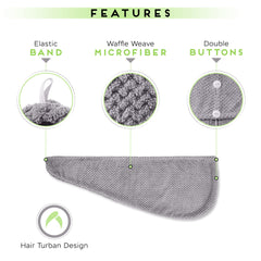 SimpleField woman wearing turban showing hands-free drying convenience benefit