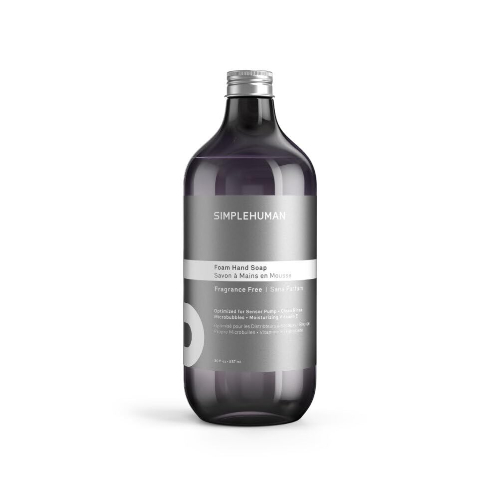 simplehuman front packaging 30 oz refill showing bottle and label with clear benefit