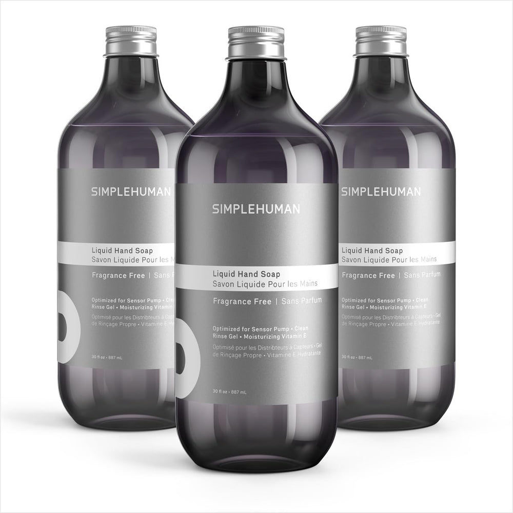 simplehuman front packaging three-pack showing value and unscented benefit