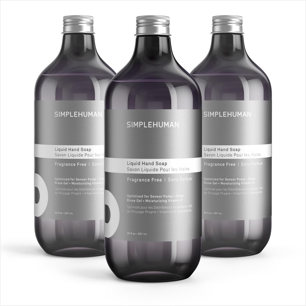 simplehuman front packaging three-pack showing value and unscented benefit