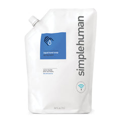 simplehuman front pouch showing spring water refill and long-lasting supply benefit