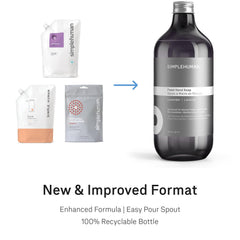 simplehuman refill bottle on bathroom sink with greenery, evokes pleasant floral scent