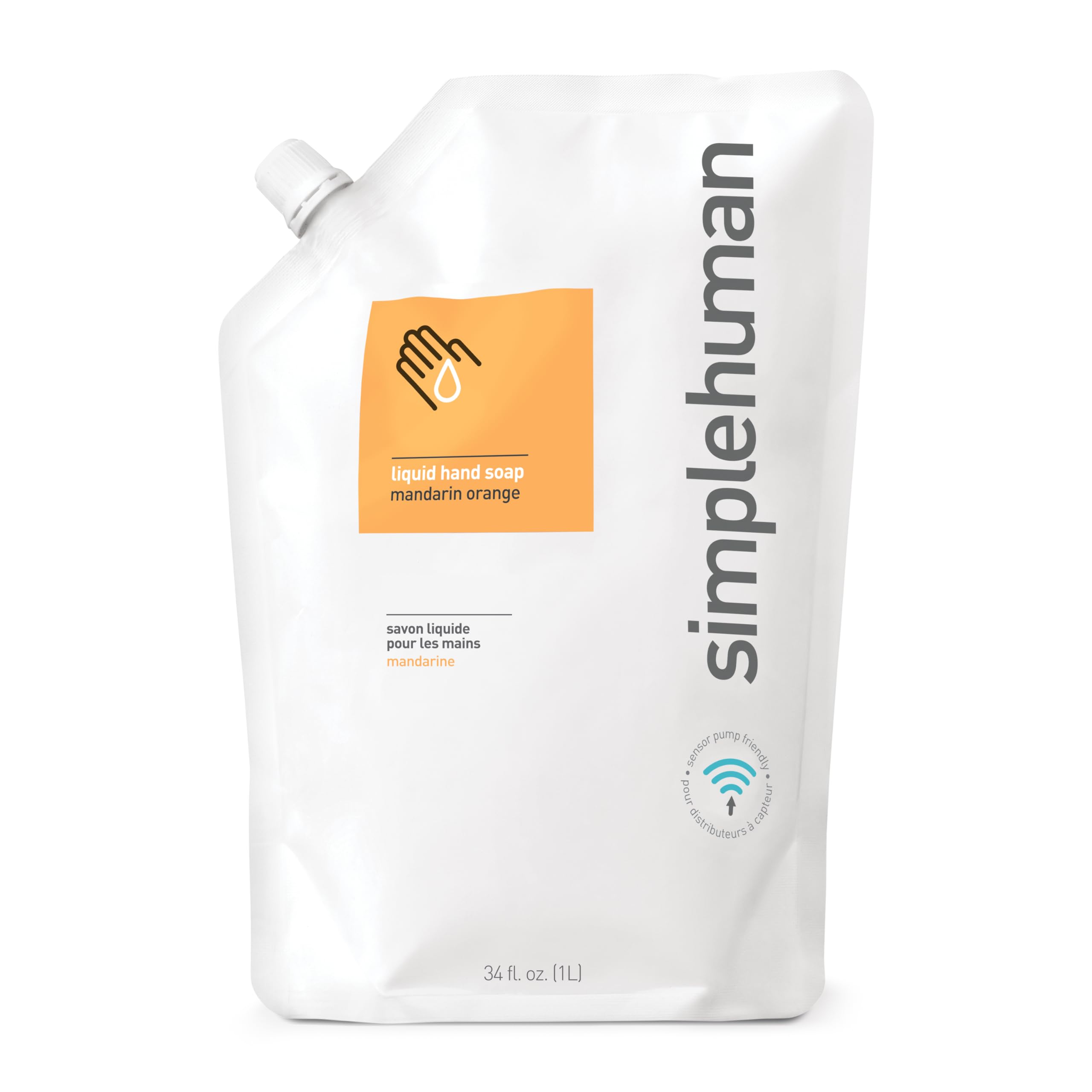 simplehuman Mandarin Orange refill pouch front label showing scent and size benefits