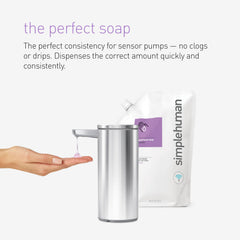 simplehuman pouch next to household bottle showing 34 fl oz capacity advantage