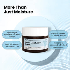 Simplified Skin cream spread on hand showing moisturized finish benefit: lightweight hydration