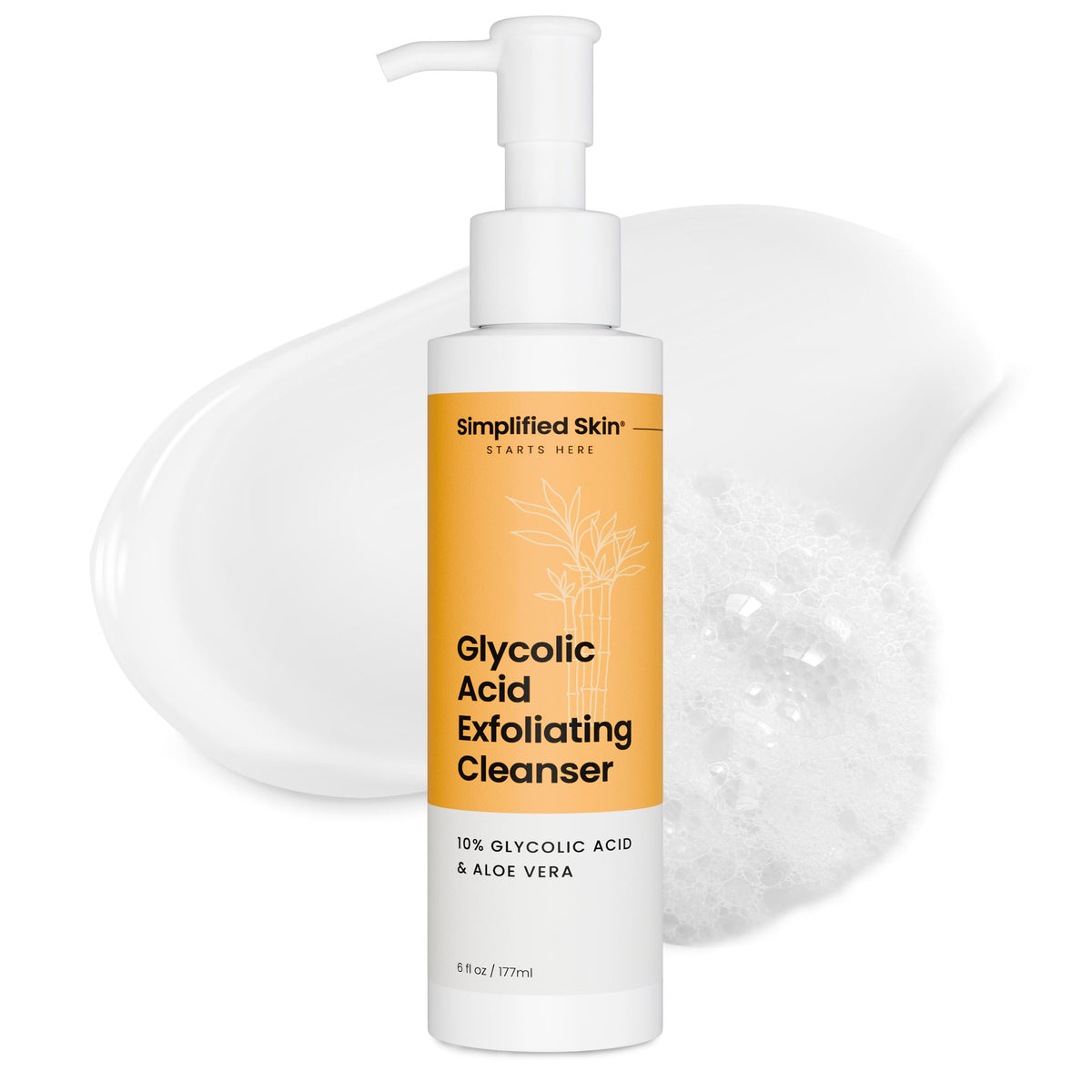Simplified Skin front packaging showing glycolic face wash and benefits