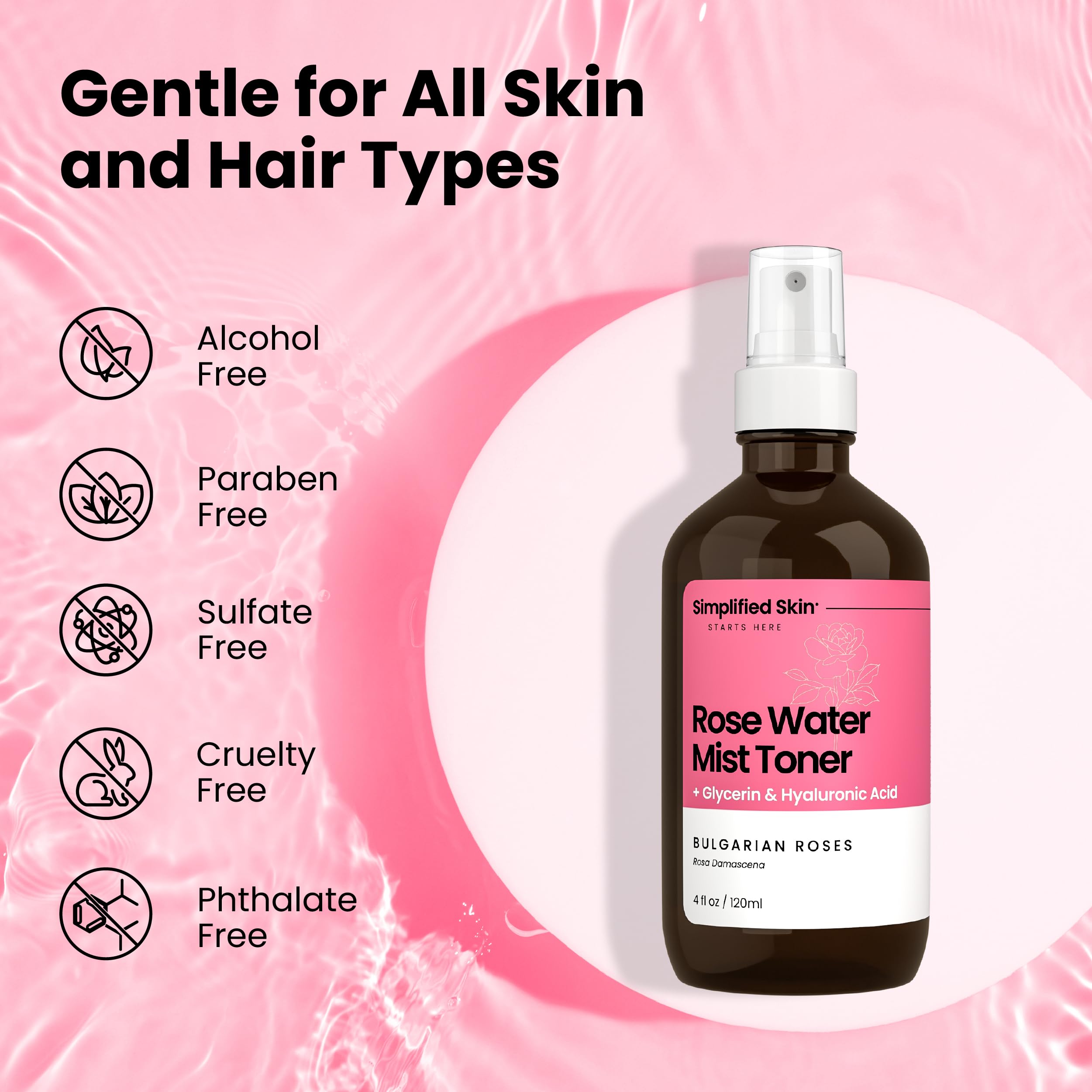 Simplified Skin spritz on hair smoothing flyaways and adding shine