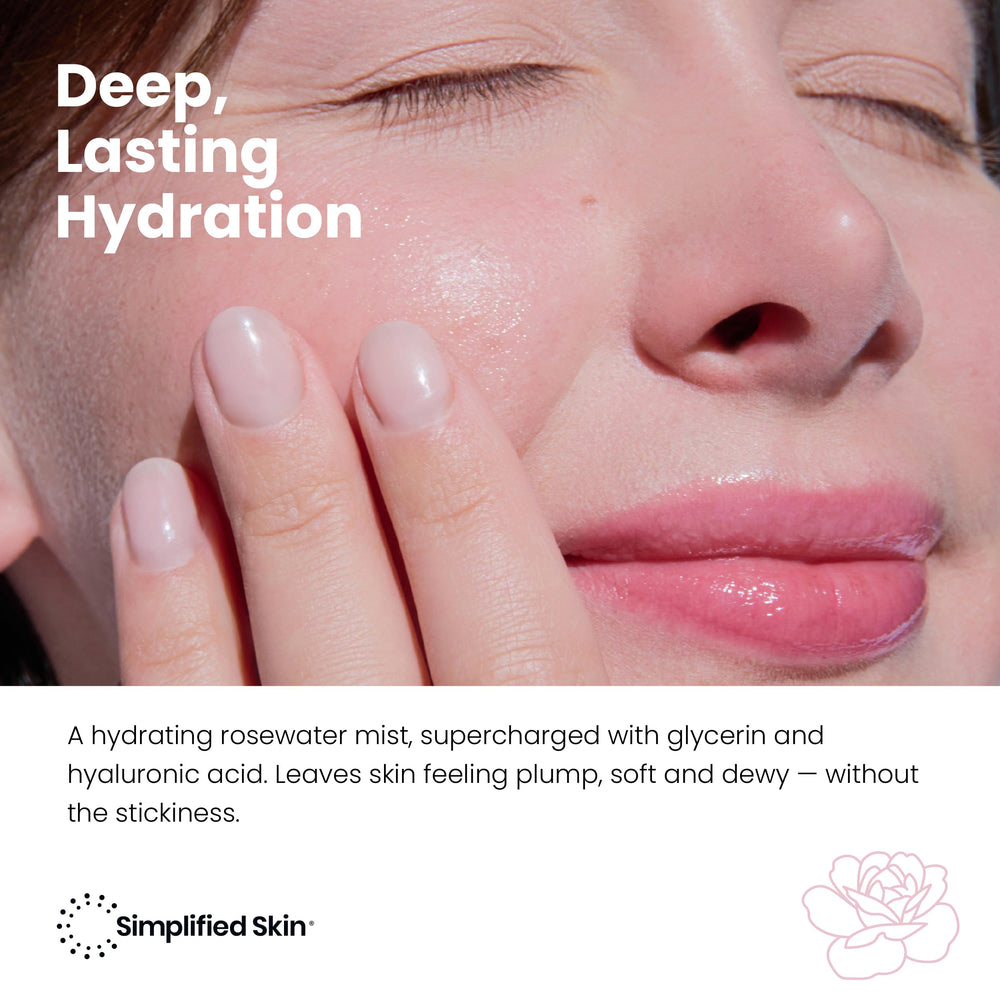 Simplified Skin fine mist spraying for instant hydration and comfort