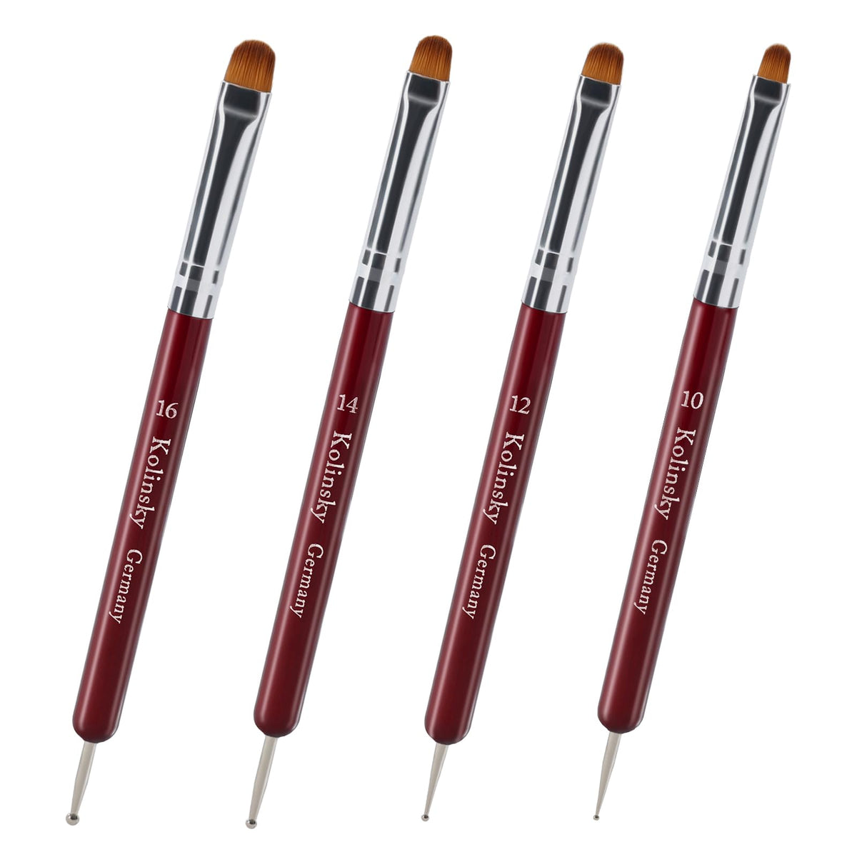 SIMPOR front view showing four dual-ended brushes and sizes for professional results