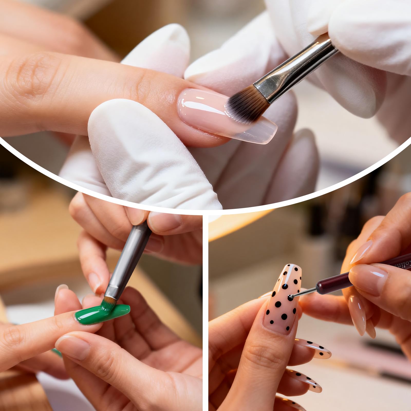 SIMPOR size comparison on a hand showing best-fit brush per nail