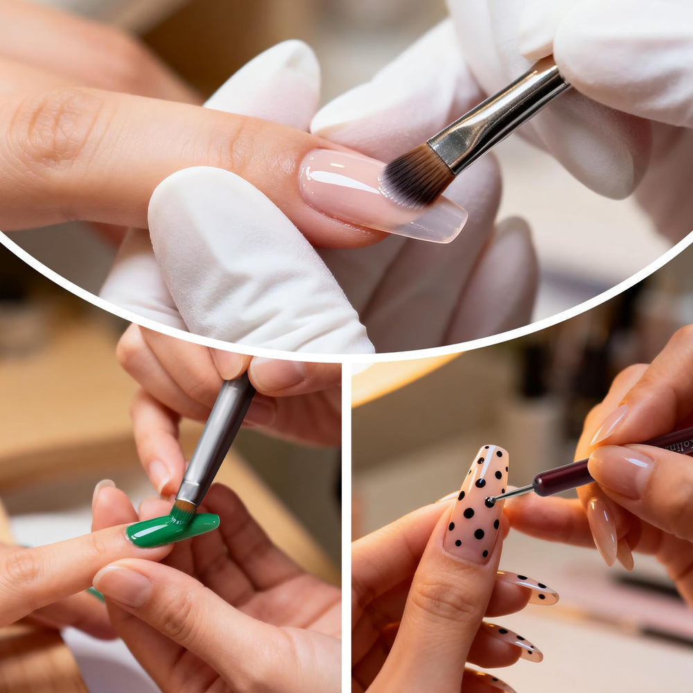 SIMPOR size comparison on a hand showing best-fit brush per nail