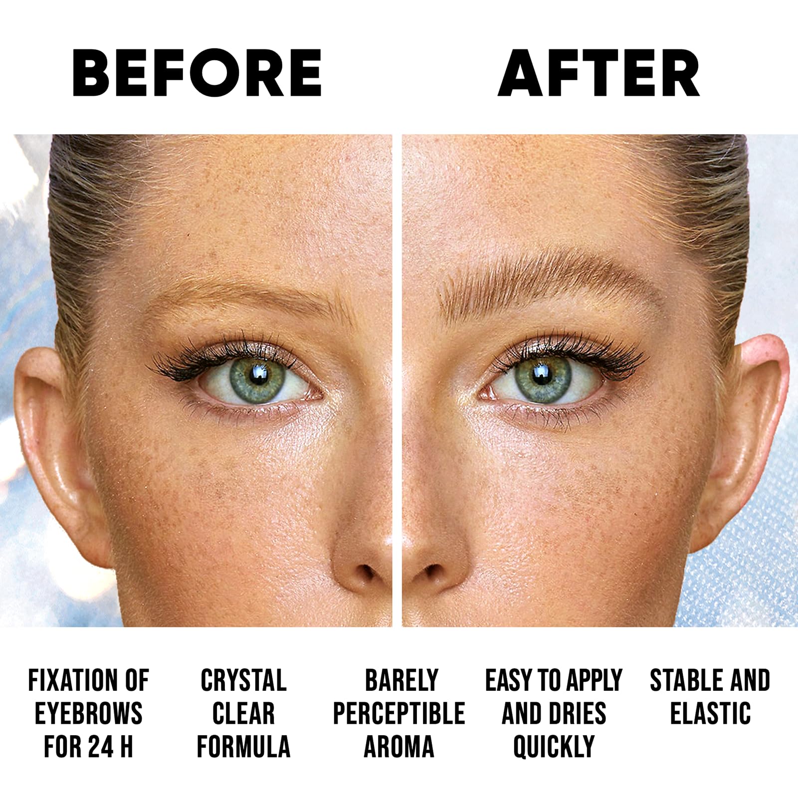 SINART label close-up showing castor oil ingredient for softer, stronger brows