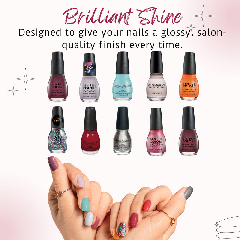 SinfulColors bottle close-up highlighting smooth brush and even lacquer application benefit
