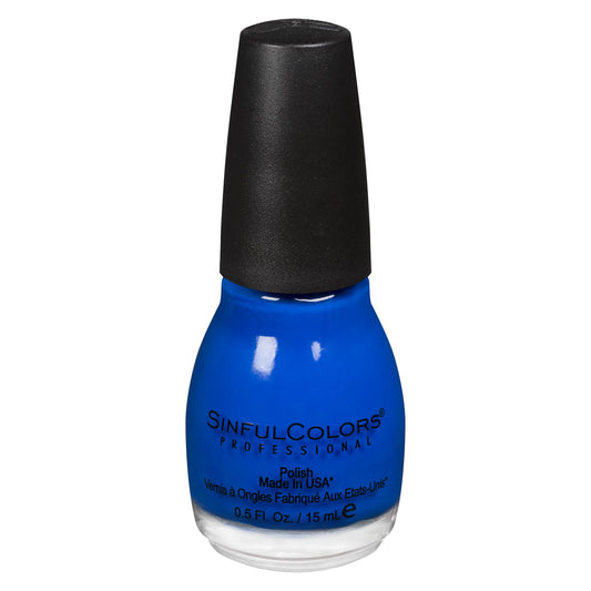 Sinful Colors endless blue front bottle shows vibrant shade and easy storage