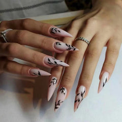 SINHOT front packaging showing 24-piece stiletto nails and glossy finish for convenience