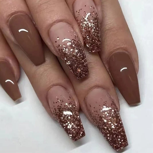 SINHOT full set front view showing 24 coffin nails and glossy finish for instant style