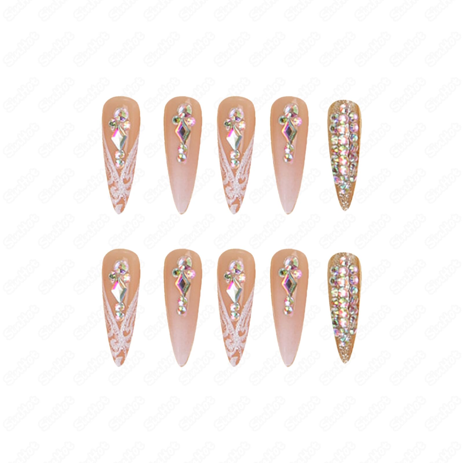 SINHOT press-on nails applied on model demonstrating instant glam look