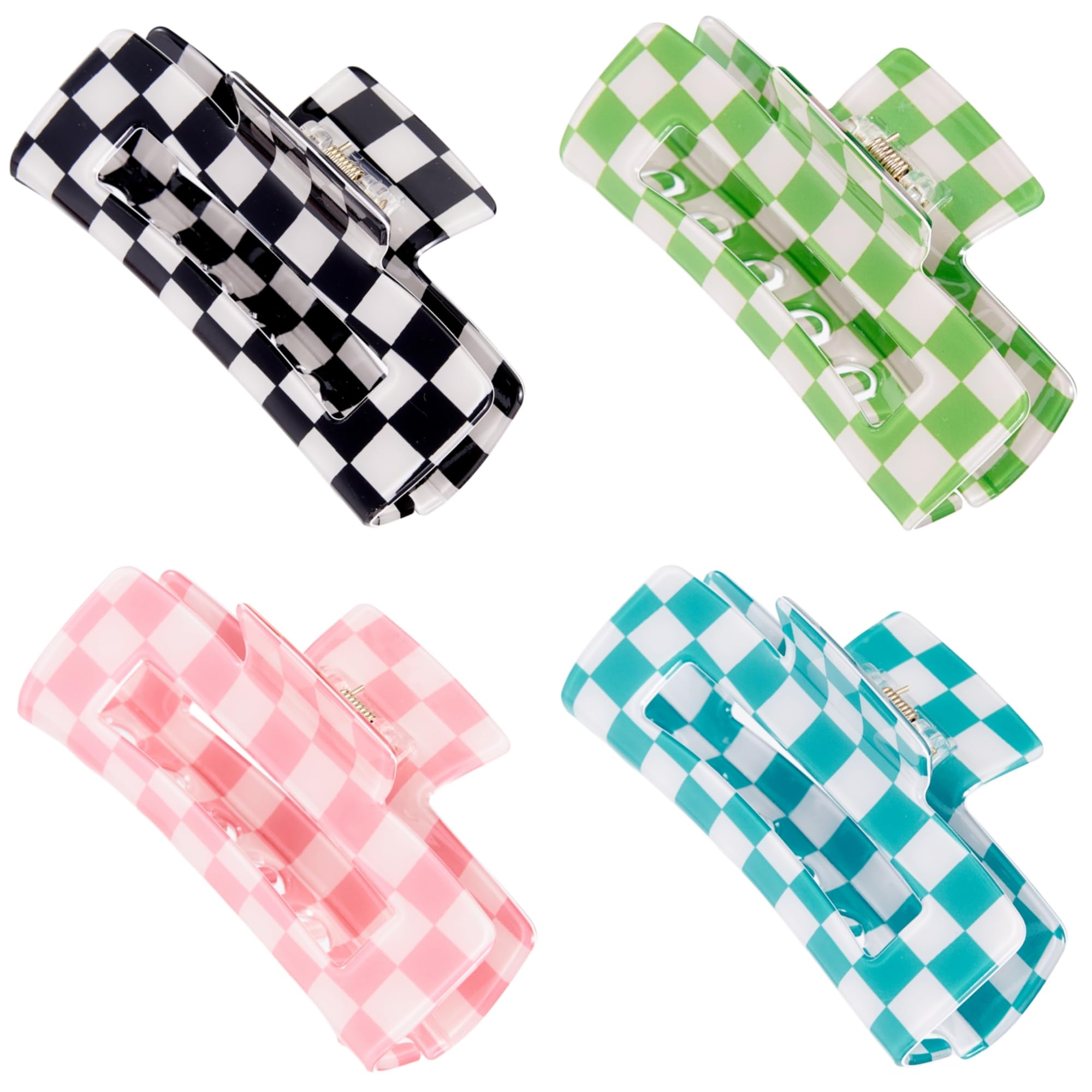 SINIDE front packaging showing four multicolored checkered clips, easy choosing