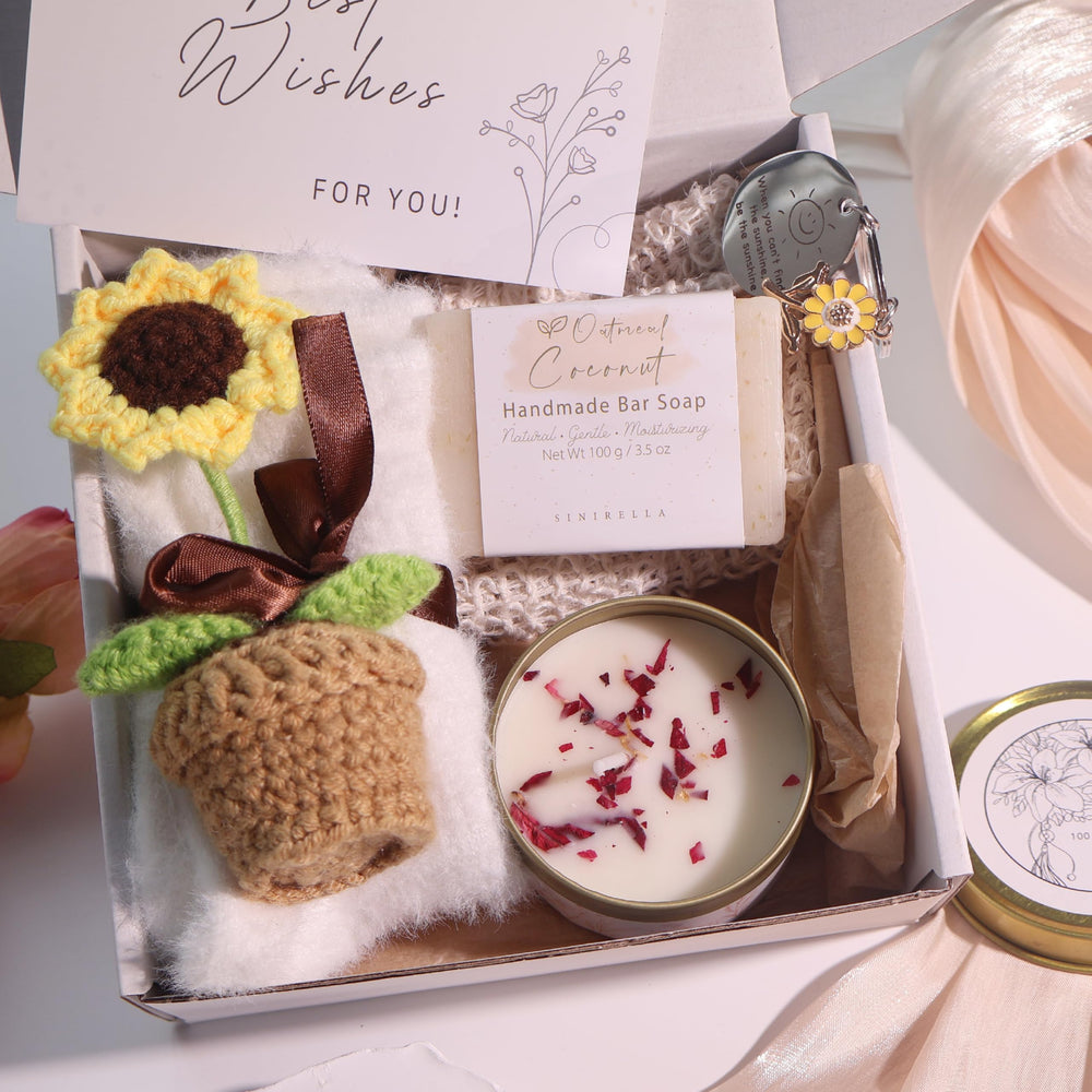 SINIRELLA gift set styled in bathroom suggesting a relaxing at-home spa moment