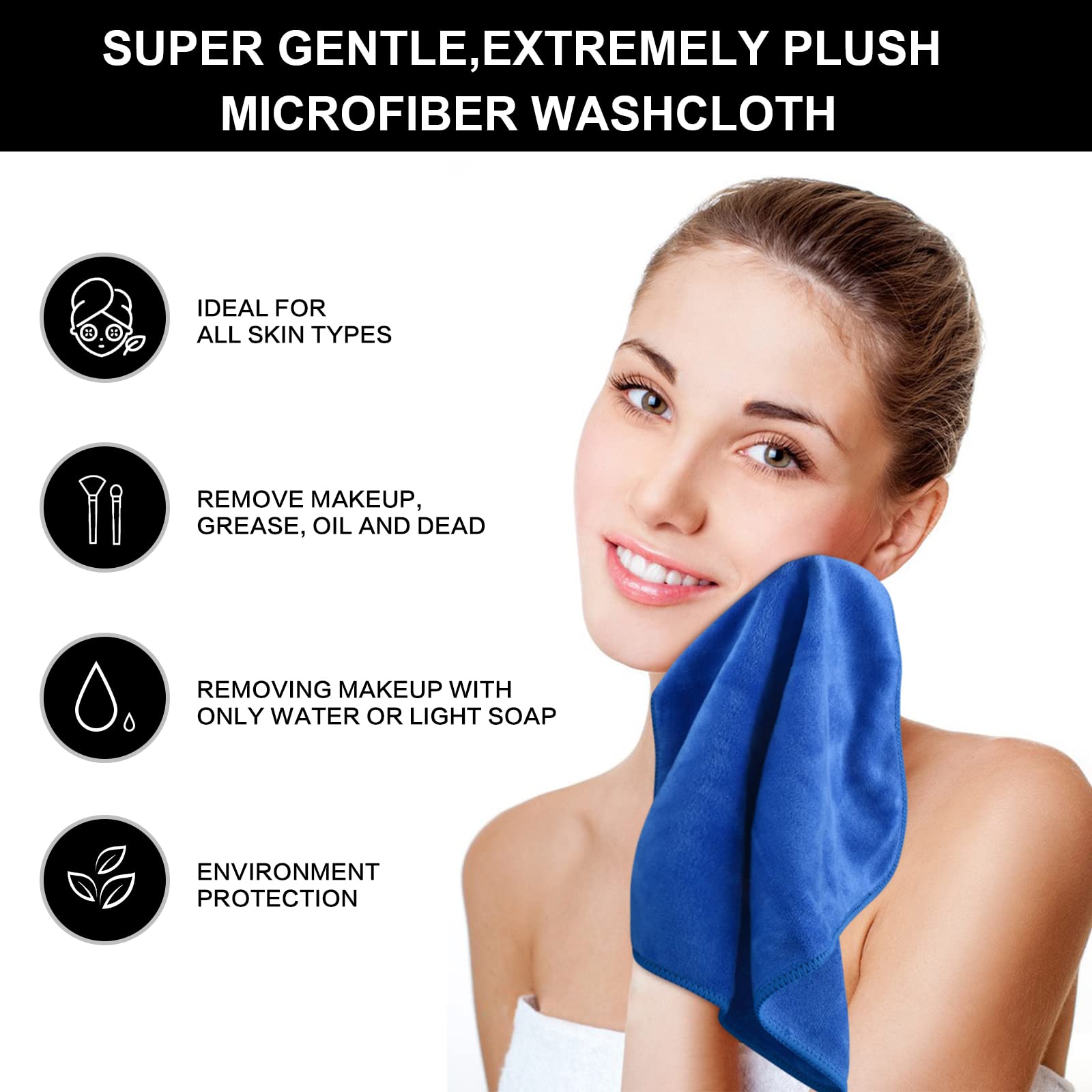 Using SINLAND cloth to remove makeup demonstrating effective cleansing with water