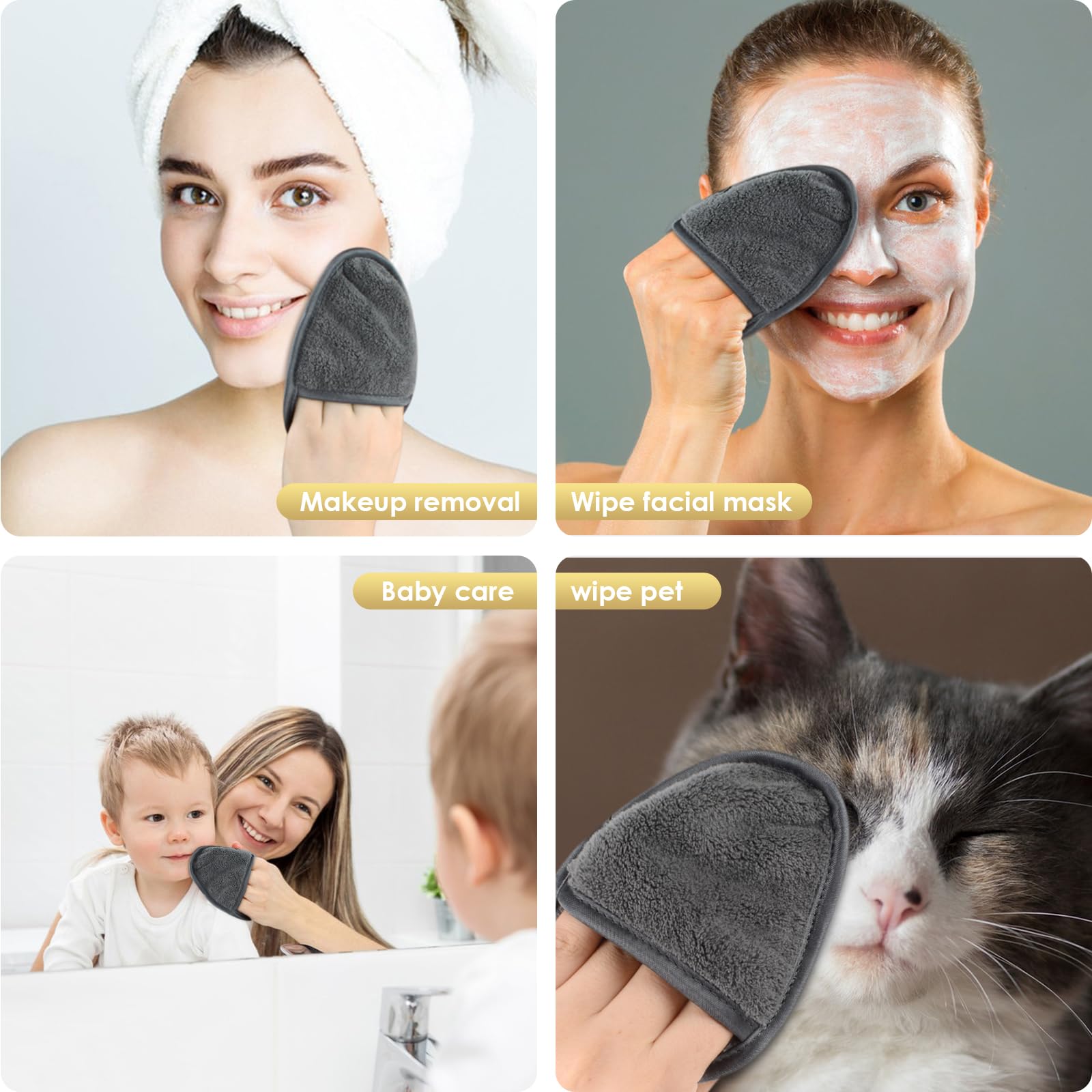 SINLAND close-up of glove-shaped microfiber texture for gentle cleansing