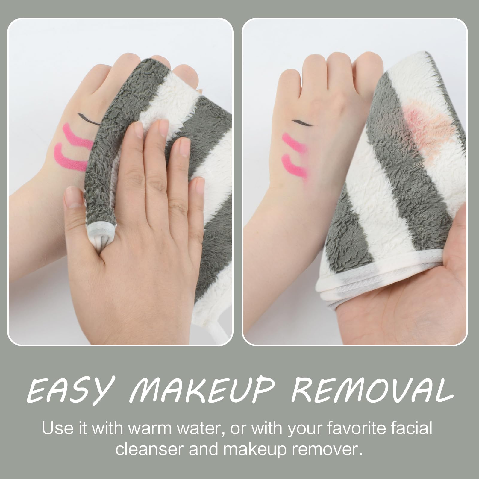SINLAND removing makeup with cloth illustrating effective cleansing