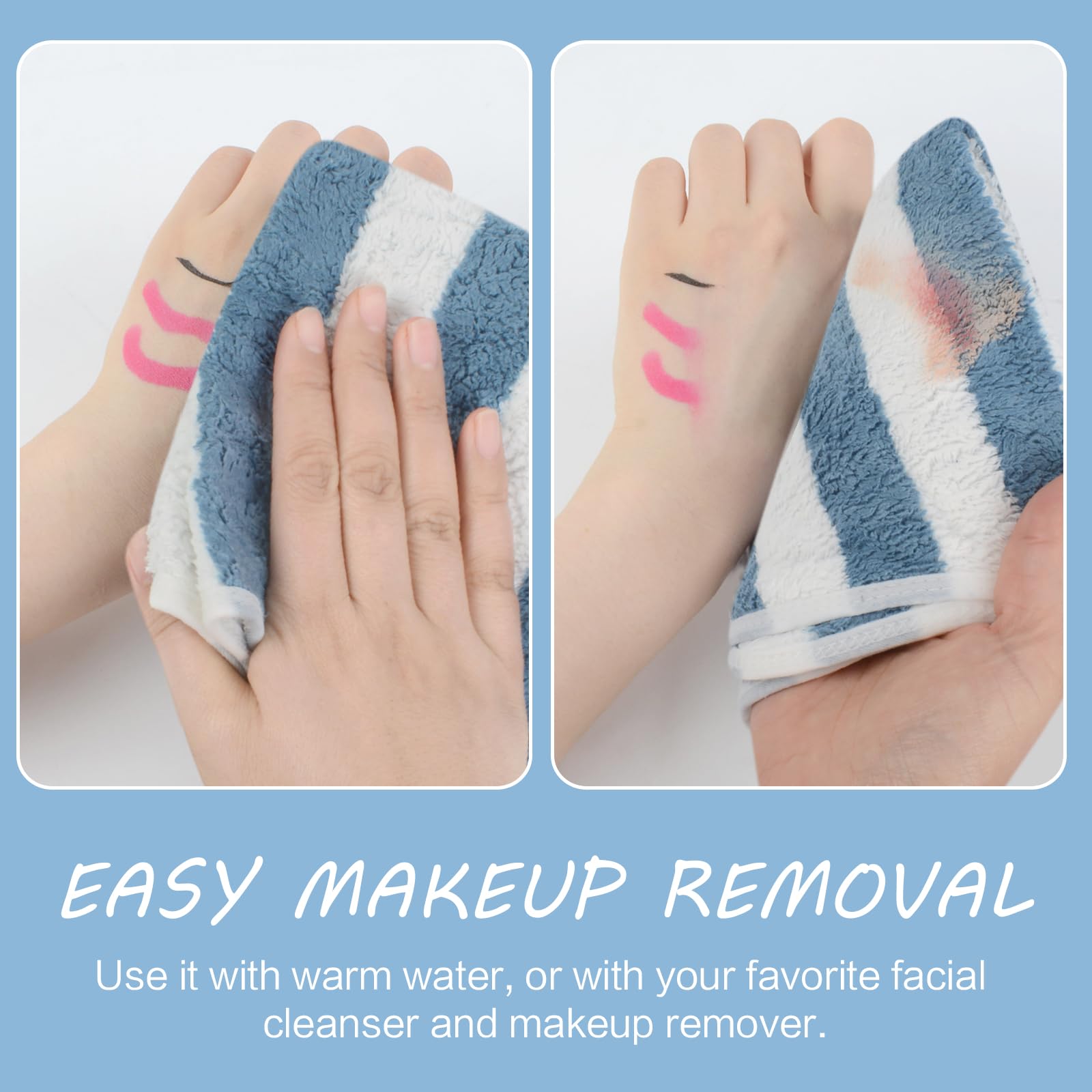 SINLAND removing makeup with just water to show gentle effective cleansing