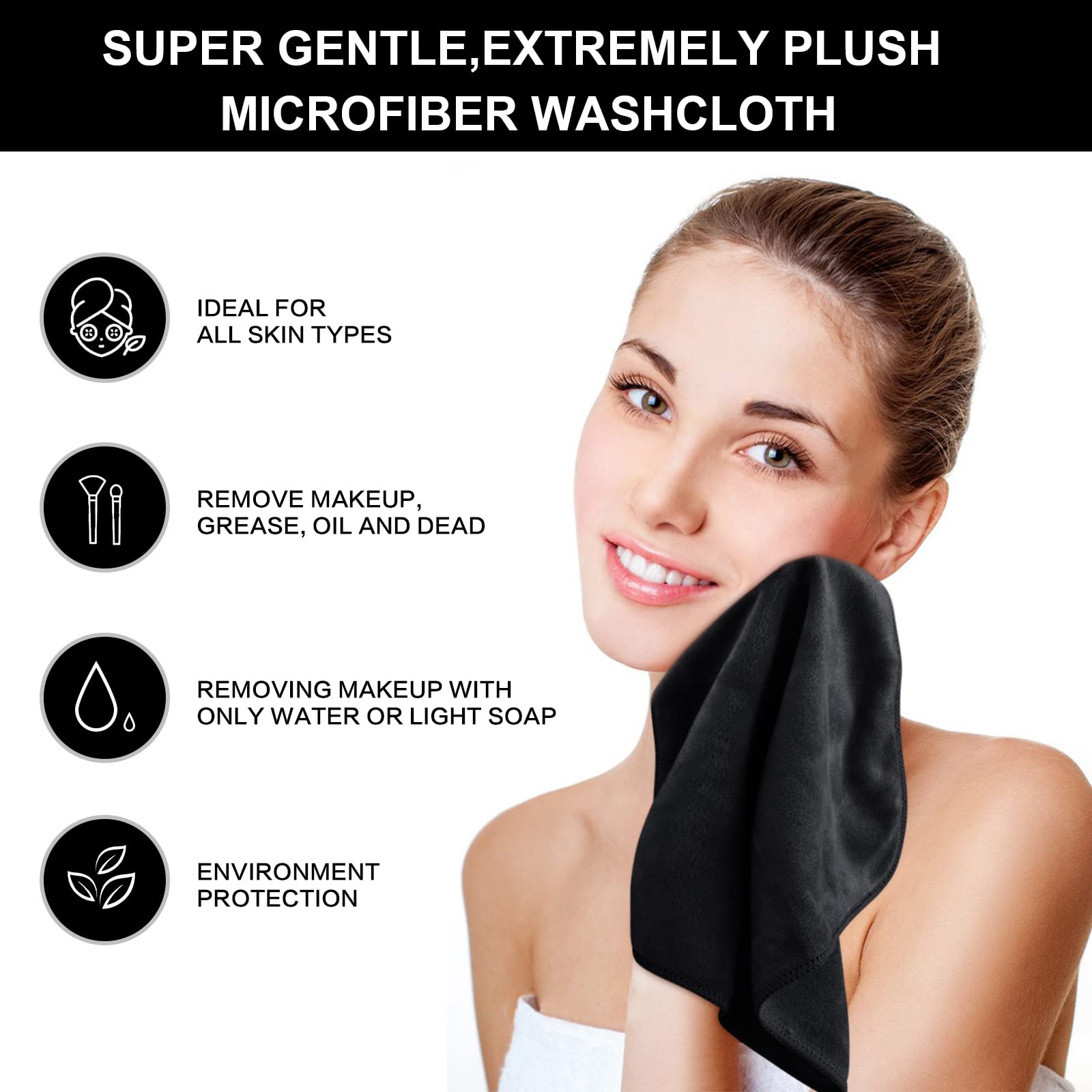 SINLAND cloth removing makeup from skin demonstrating effective chemical-free cleansing