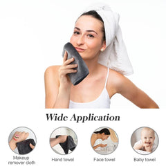 SINLAND washcloth in hand demonstrating soft texture and gentle cleansing