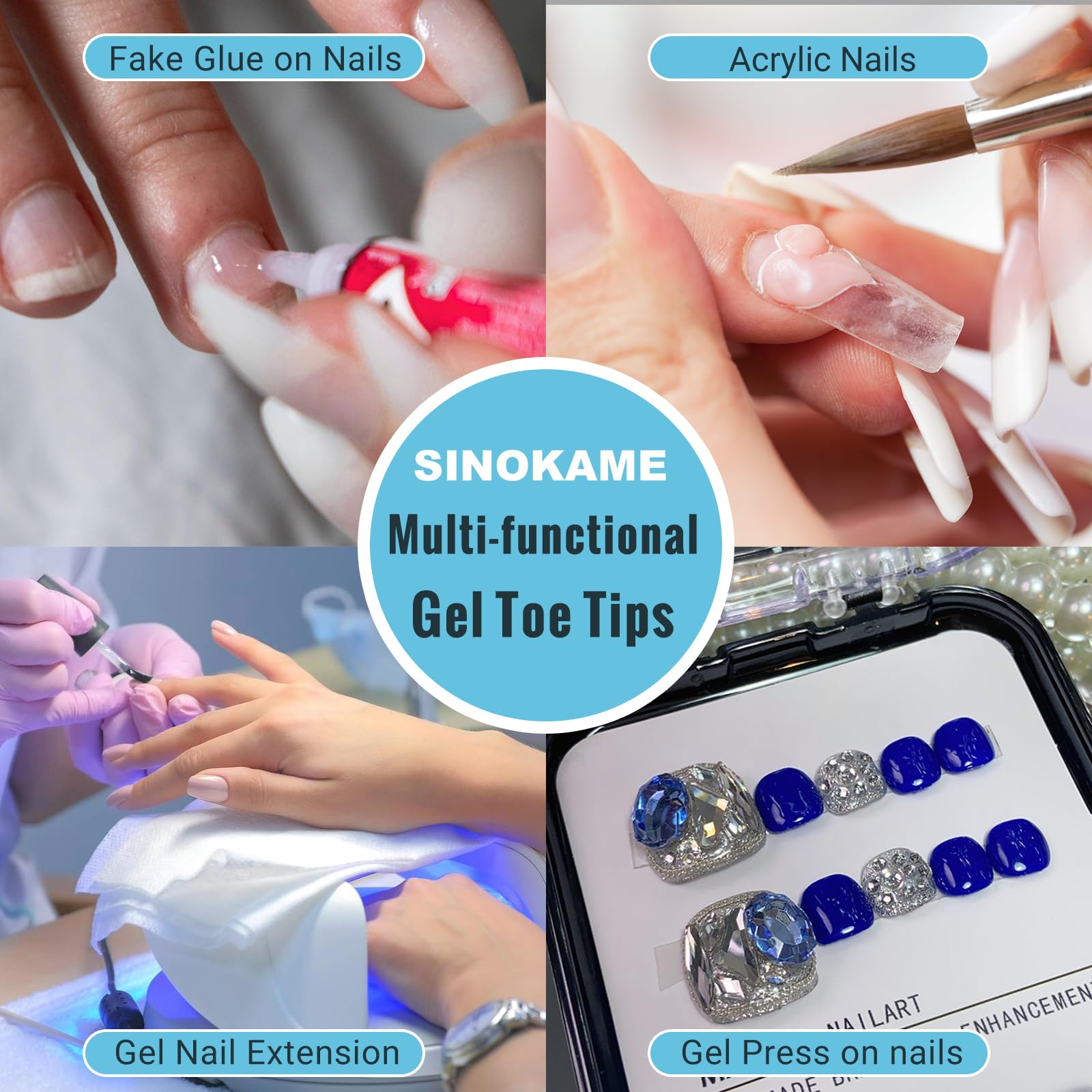 SINOKAME trimmed short toe tips demonstrating comfortable natural length