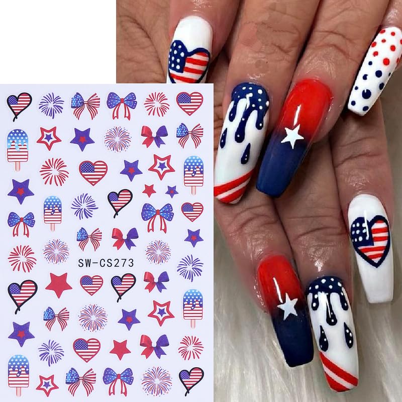 SINSEN detailed view of American flag and fireworks decals for bold accents
