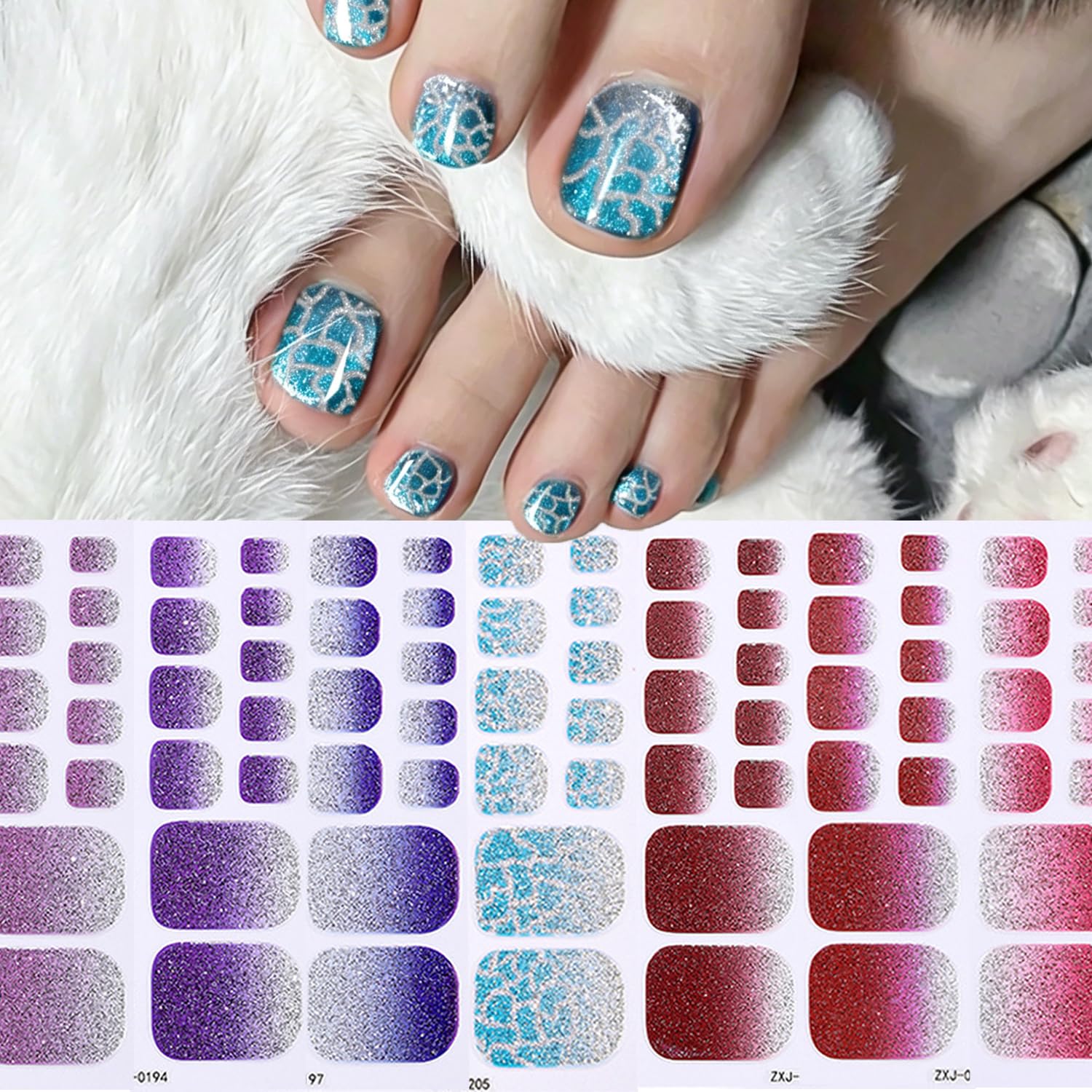 SINSEN layout of multiple wrap sizes so you can match every toe perfectly